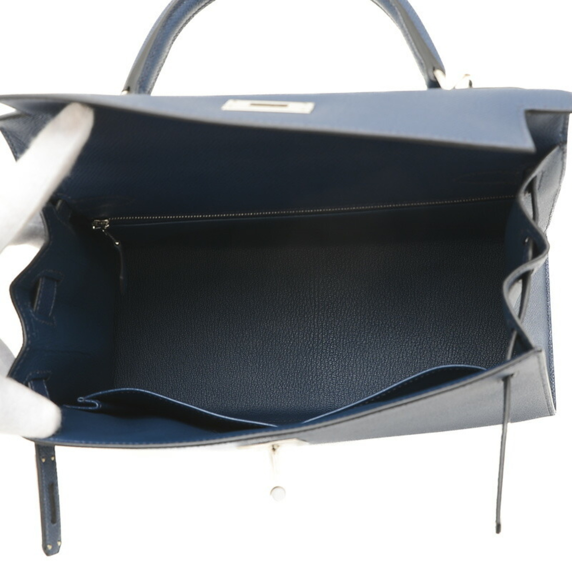 Hermes Kelly 28 Outer Stitched Handbag Epson Deep Blue B Stamp