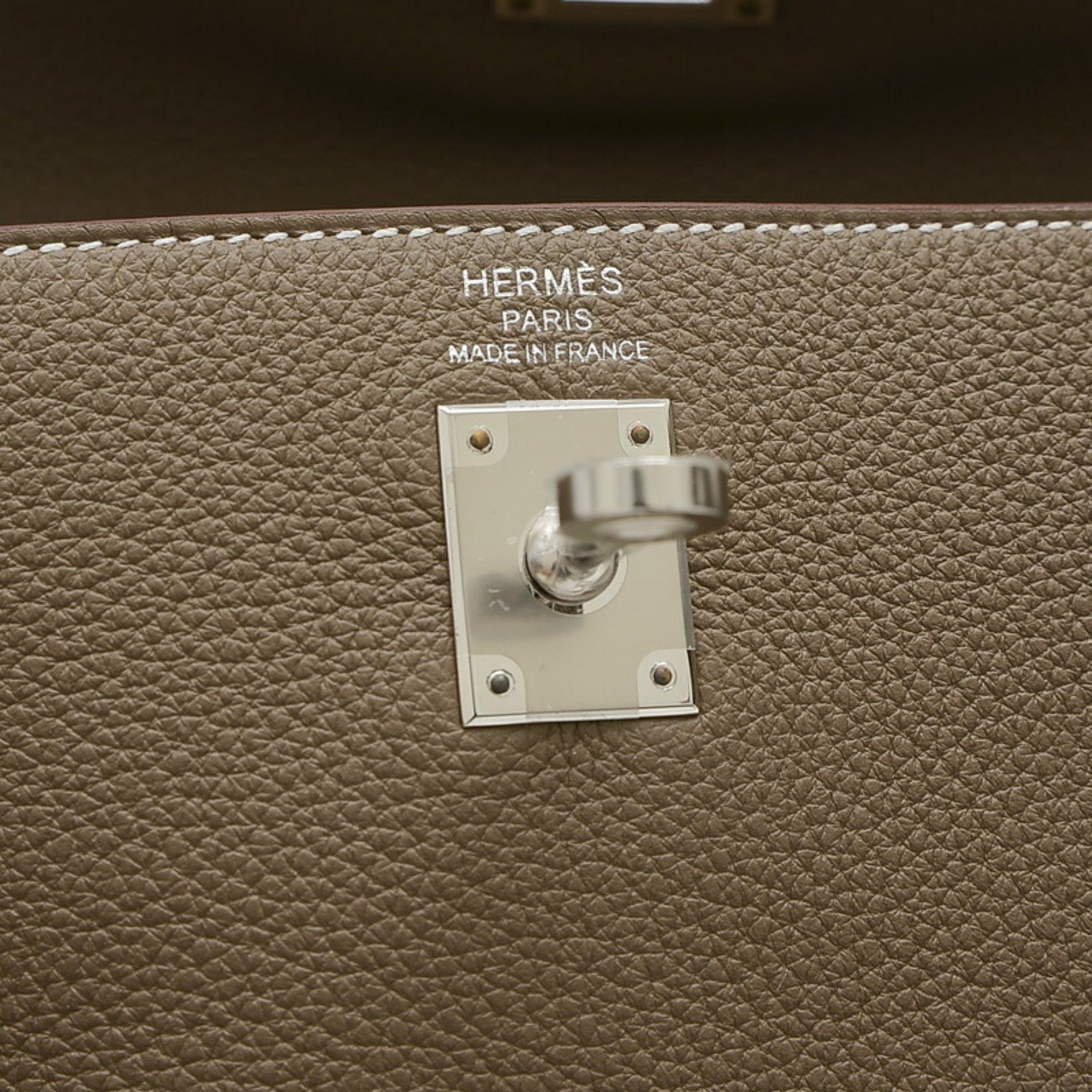 Hermes Kelly 25 Inner Stitching Handbag Togo Etoupe B Stamp