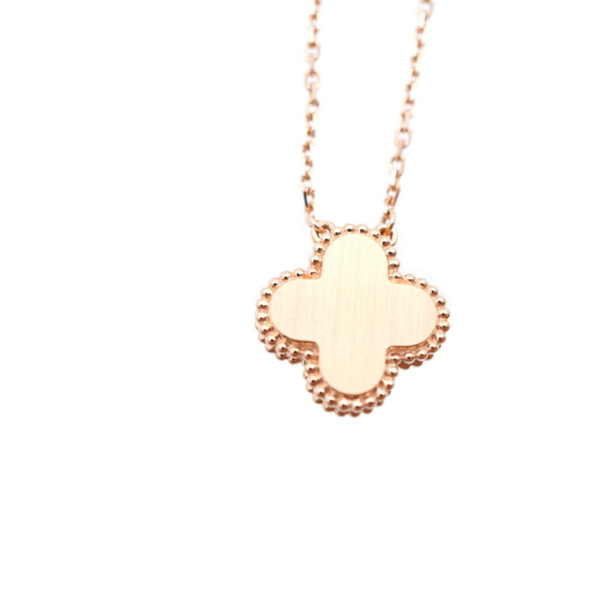 Van Cleef & Arpels Alhambra K18PG/Diamond/Silver Obsidian Necklace Pink Gold Grey 0242Van Women's