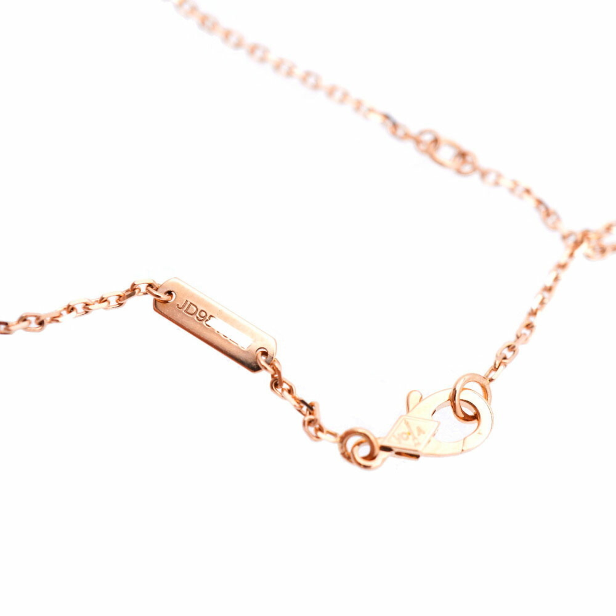 Van Cleef & Arpels Alhambra K18PG/Diamond/Silver Obsidian Necklace Pink Gold Grey 0242Van Women's