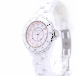 Chanel J12 Pink Shell 12P Diamond H5513 Quartz Watch White Ceramic/Diamond 0058CHANEL Women's