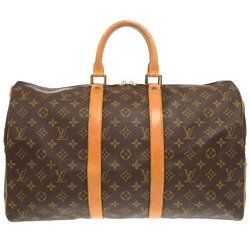 Louis Vuitton Keepall 45 Monogram M41428 Boston Bag Canvas/Leather Brown LV 0133LOUIS VUITTON Women's