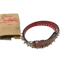 Christian Louboutin Ruby Spike Studs 1205108 Leather Pink Beige Red Belt 1320Christian