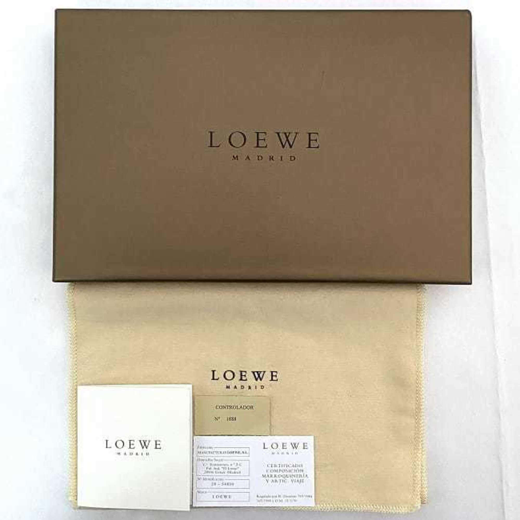 LOEWE Pouch Black 11-99.99.00B-1300 ec-20707 Leather Fur Clutch Bag Faux Women's Compact