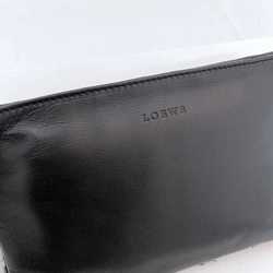 LOEWE Pouch Black 11-99.99.00B-1300 ec-20707 Leather Fur Clutch Bag Faux Women's Compact