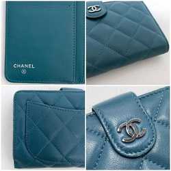 Chanel Bi-fold Light Blue Matelasse 8667 f-20748 Coco Mark Leather 14th Series CHANEL Compact for Women