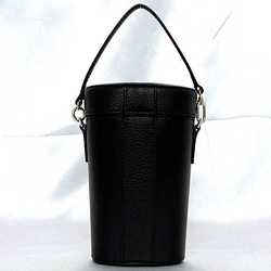 FURLA 2-way shoulder bag, black, WE00607, ec-20696, leather, bucket turn lock, pocket, smartphone, women's, compact