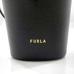 FURLA 2-way shoulder bag, black, WE00607, ec-20696, leather, bucket turn lock, pocket, smartphone, women's, compact