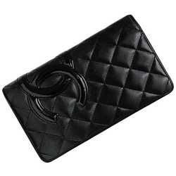 Chanel Bi-fold Long Wallet Black Cambon A26717 f-20744 Leather 16th Series CHANEL Coco Mark Women's