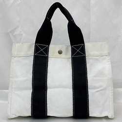 Hermes handbag white black ec-20680 tote bag canvas HERMES men women