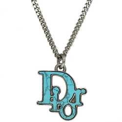 Christian Dior Long Necklace Silver Light Blue Trotter f-20770 Metal 24mm Big Stone Women's Accessory