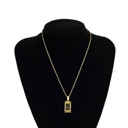 Christian Dior Plate GP Necklace Pendant Gold Black Women's 17367