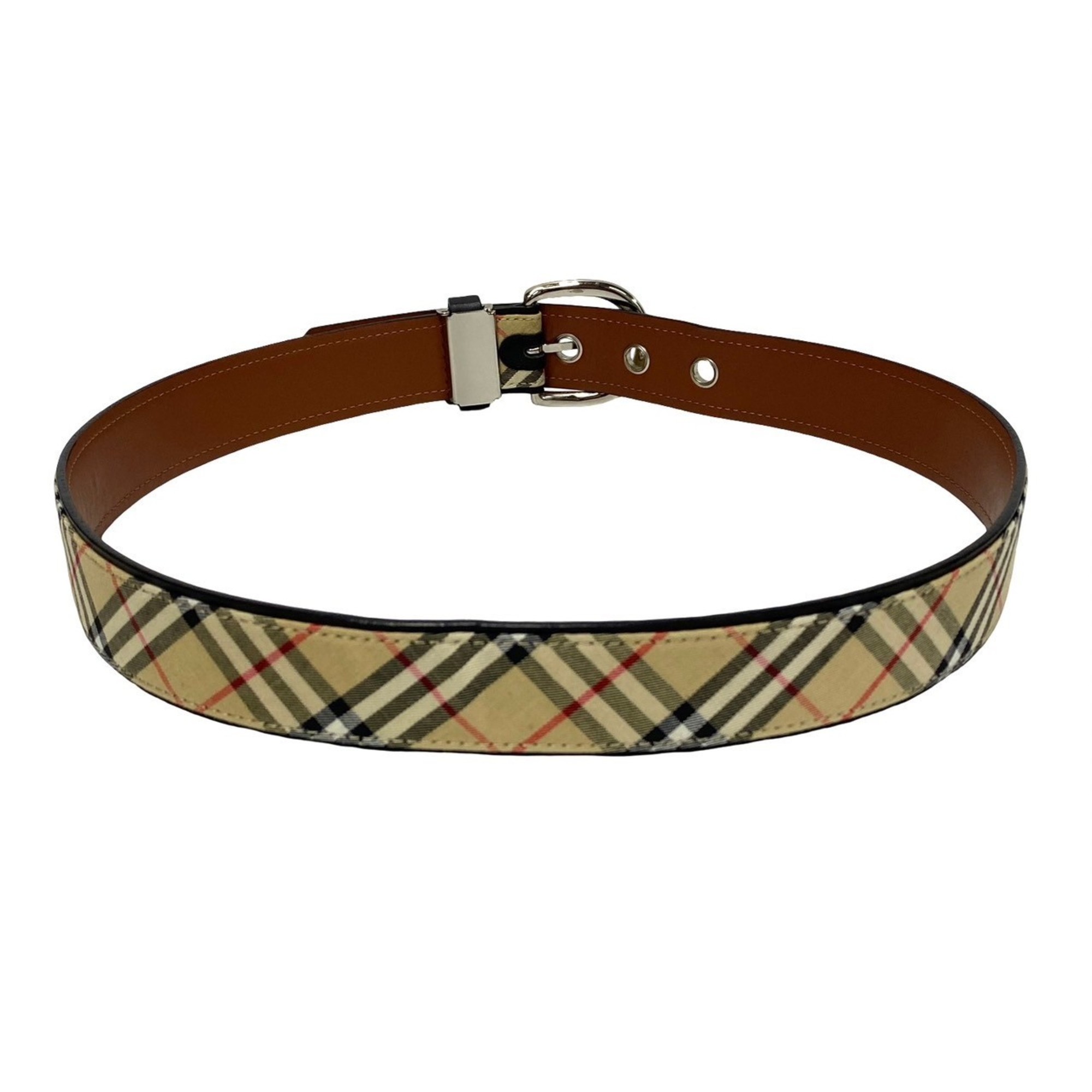 BURBERRY Nova Check Canvas Leather Brown Belt Burberry Golf Men's 30923