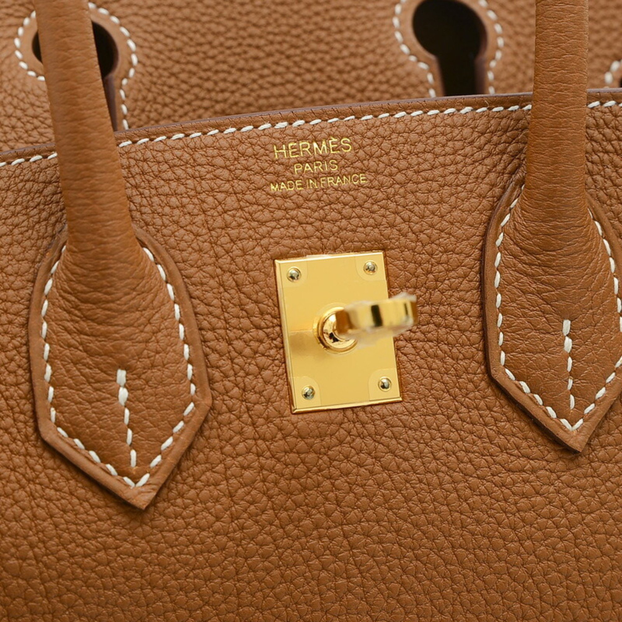 Hermes Birkin 25 Handbag Togo Gold W Engraved