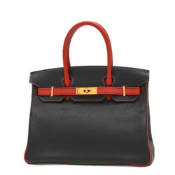 Hermes Birkin 30 Handbag Togo Black Rouge Kazak Matte D Engraved Personal