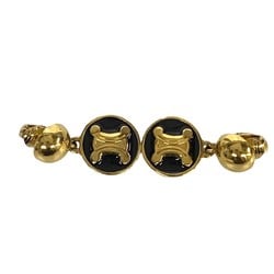 CELINE Triomphe motif earrings, ear cuff, gold, black, a90-9