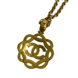 CHANEL 97P engraved Coco mark necklace pendant gold 00924