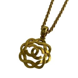 CHANEL 97P engraved Coco mark necklace pendant gold 00924