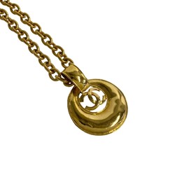 CHANEL 93P engraved Coco Mark GP motif chain necklace pendant gold 31143