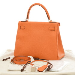 Hermes Kelly 28 Inner Stitching Handbag Togo Orange X Stamp