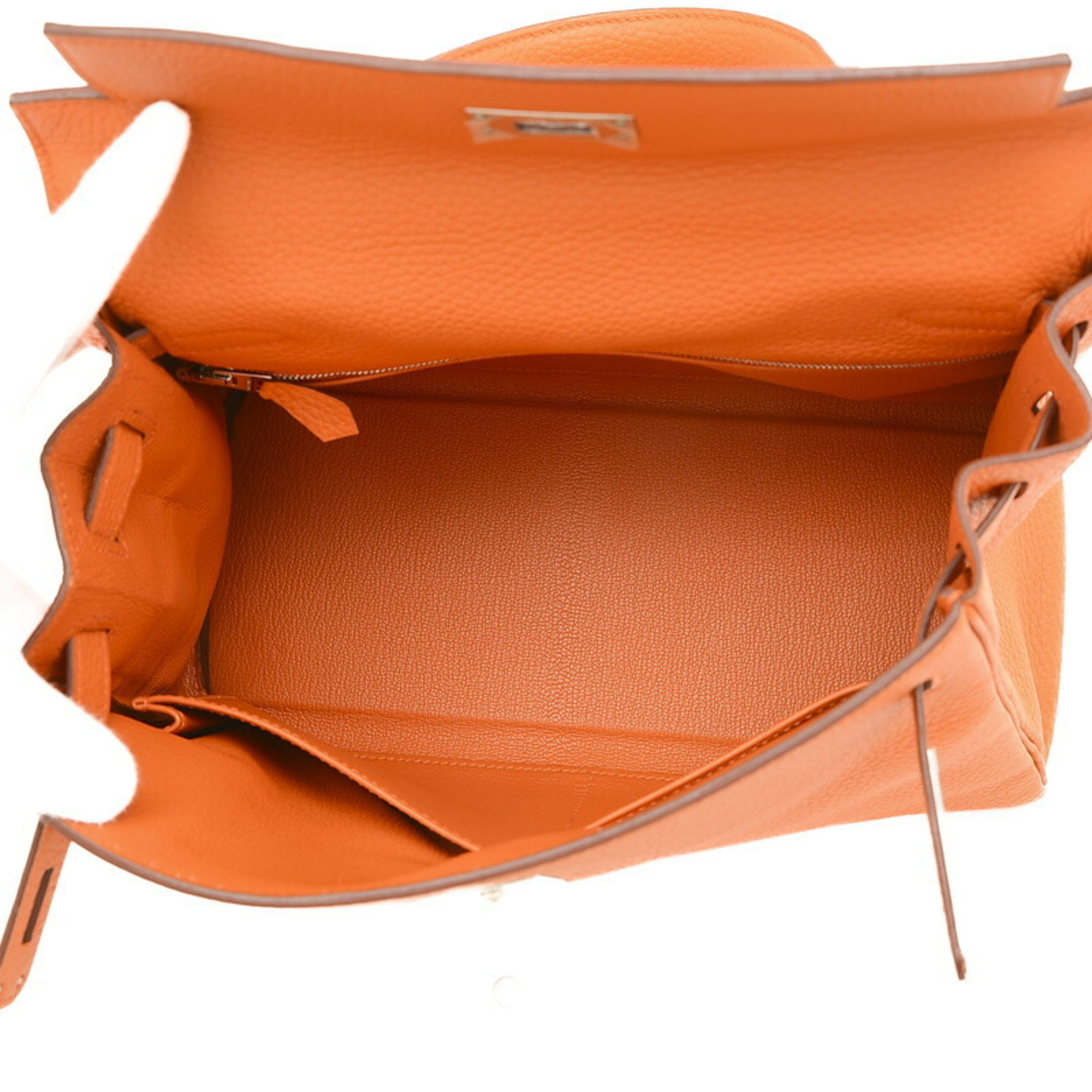 Hermes Kelly 28 Inner Stitching Handbag Togo Orange X Stamp