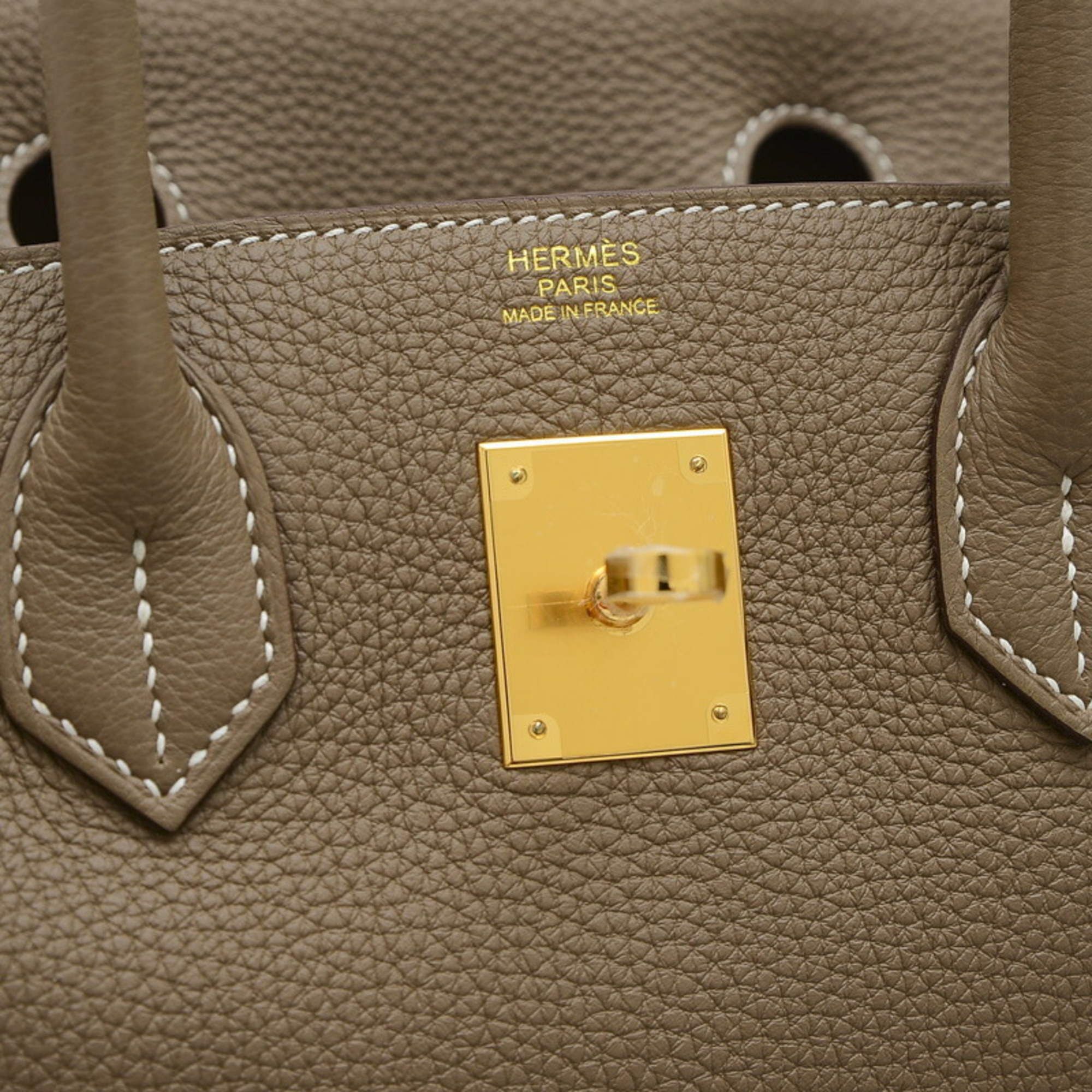 Hermes Birkin 30 Handbag Togo Etoupe B Engraved