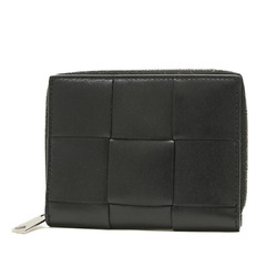 Bottega Veneta Small Cassette Compact Zip Around Wallet Leather Black 750252