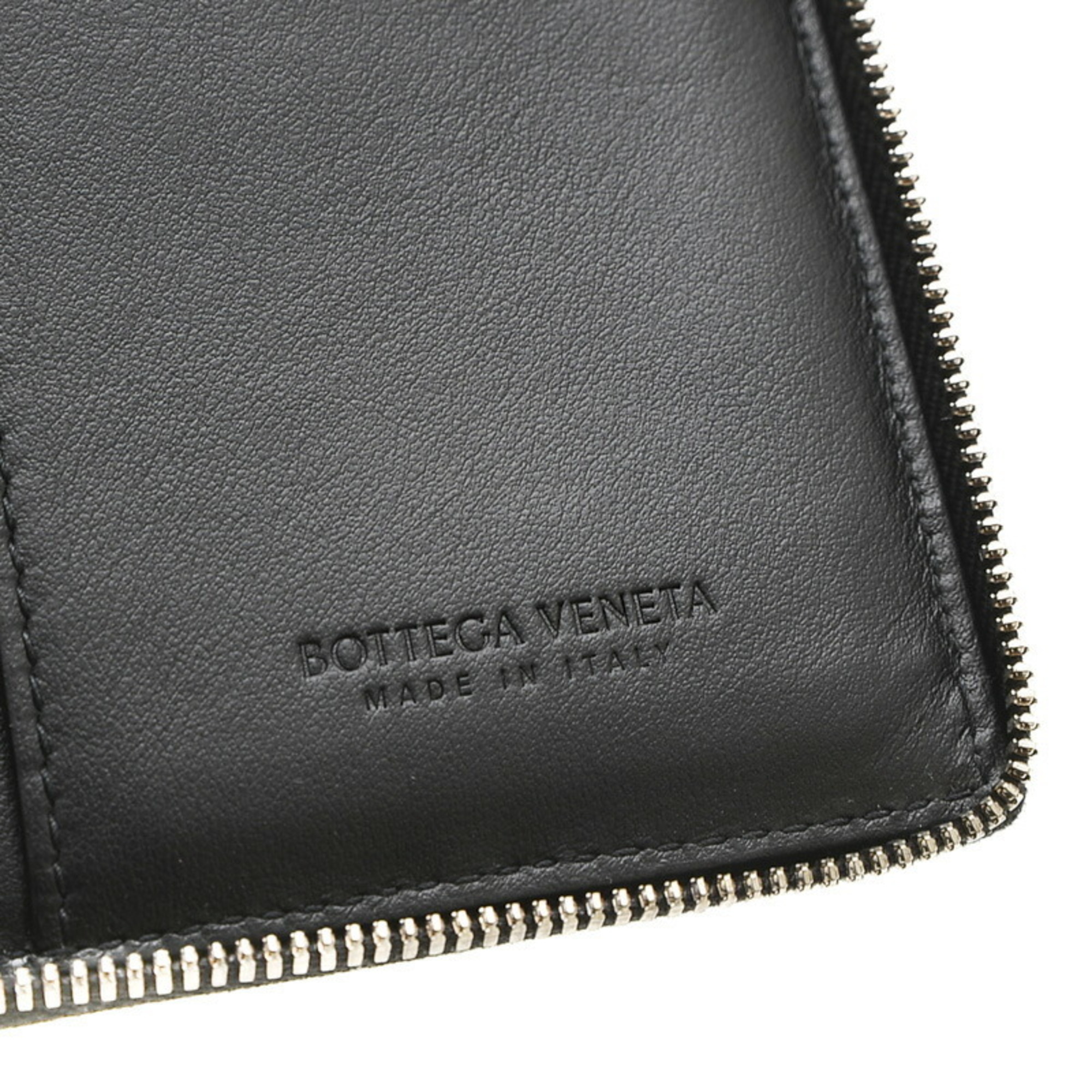 Bottega Veneta Small Cassette Compact Zip Around Wallet Leather Black 750252