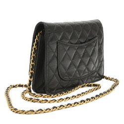 Chanel 2.55 Icon Embroidery Chain Wallet Long Leather Black