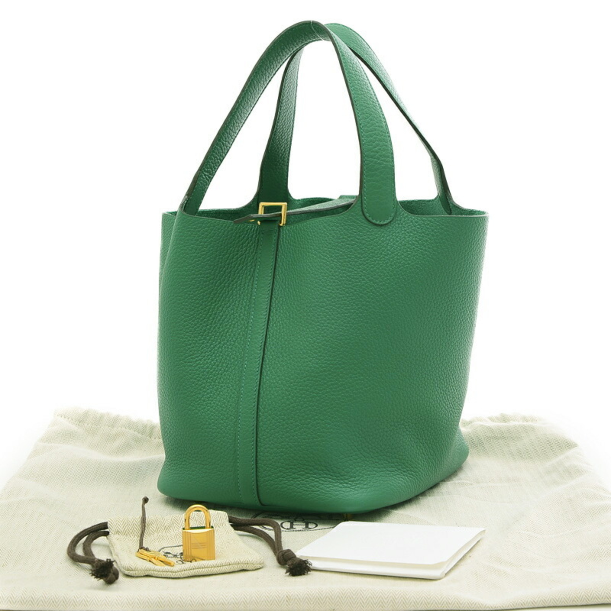 Hermes Picotin Lock MM 22 Handbag Taurillon Clemence Vert Vertigo B Stamp