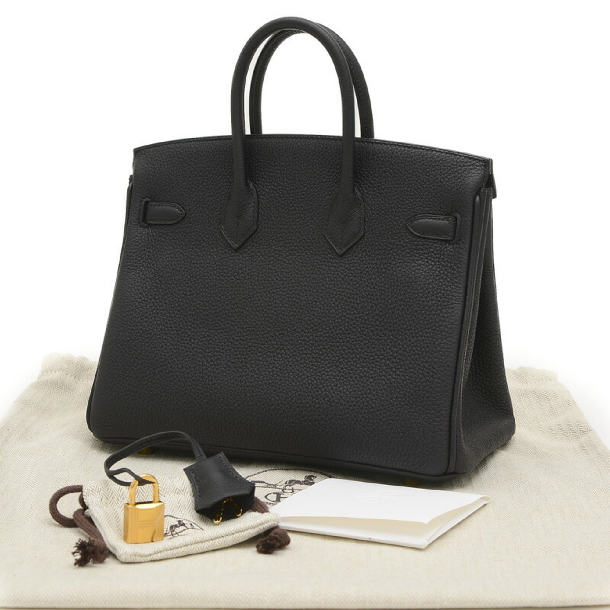 Hermes Birkin 25 Handbag Togo Black W Engraved