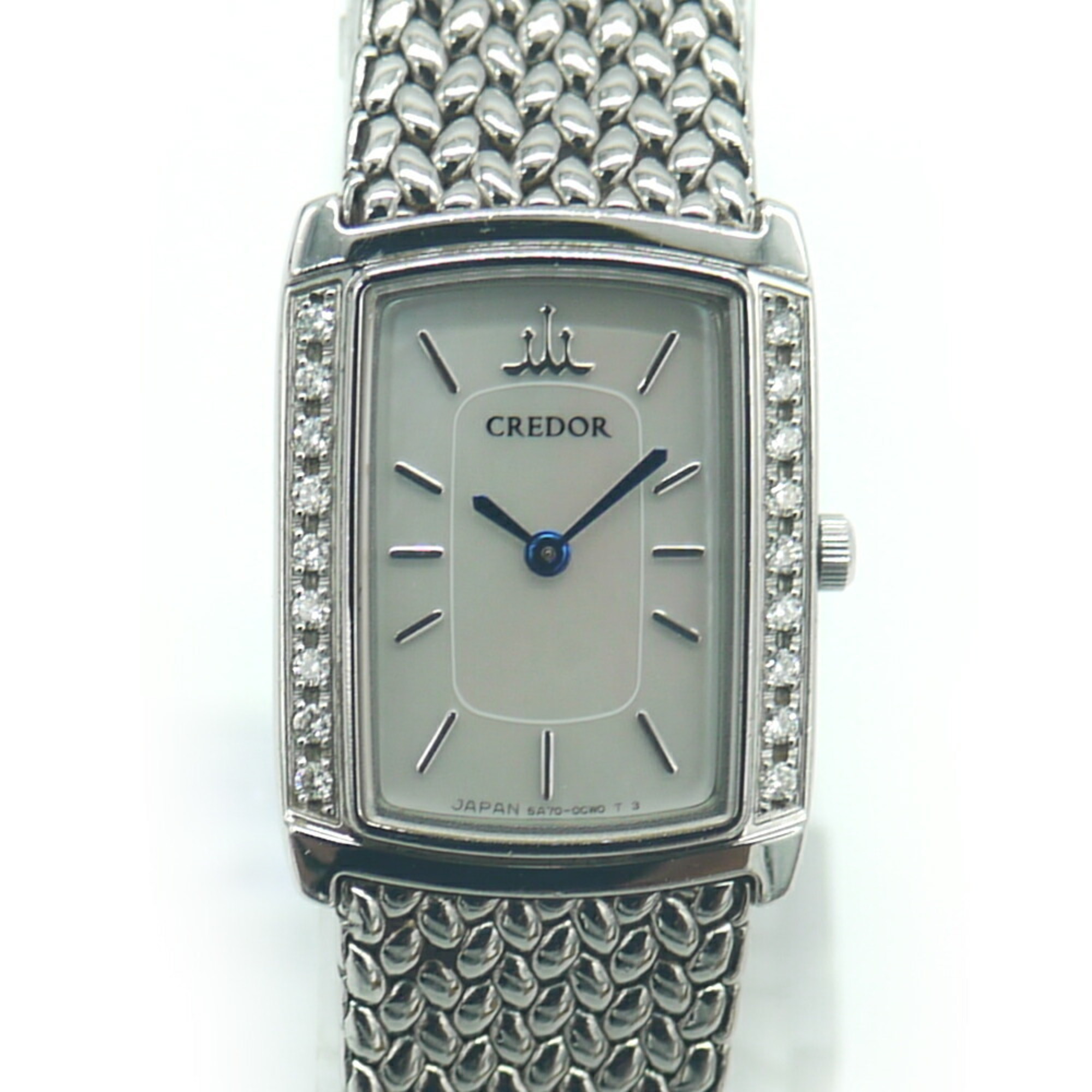 SEIKO Credor Signo Watch GSWE861 Diamond Bezel Quartz Shell Dial Ladies 5A70-0BH0