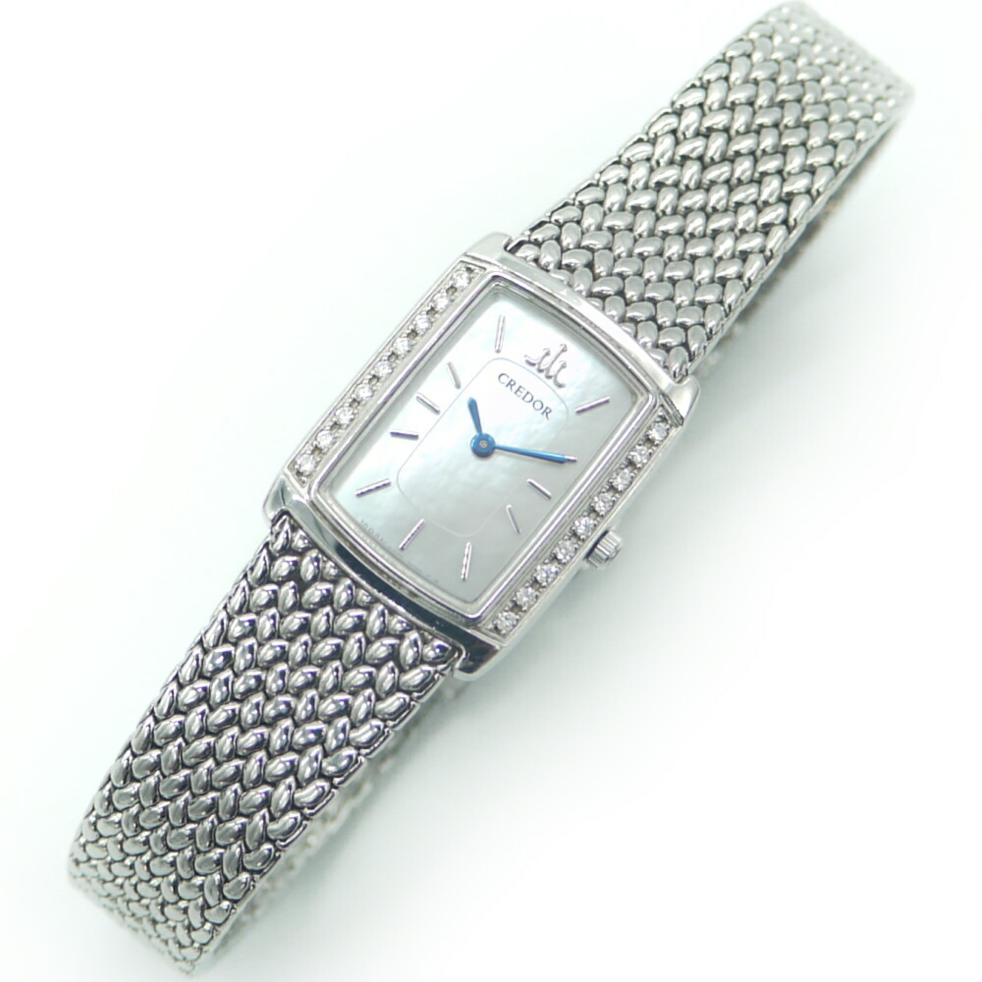 SEIKO Credor Signo Watch GSWE861 Diamond Bezel Quartz Shell Dial Ladies 5A70-0BH0