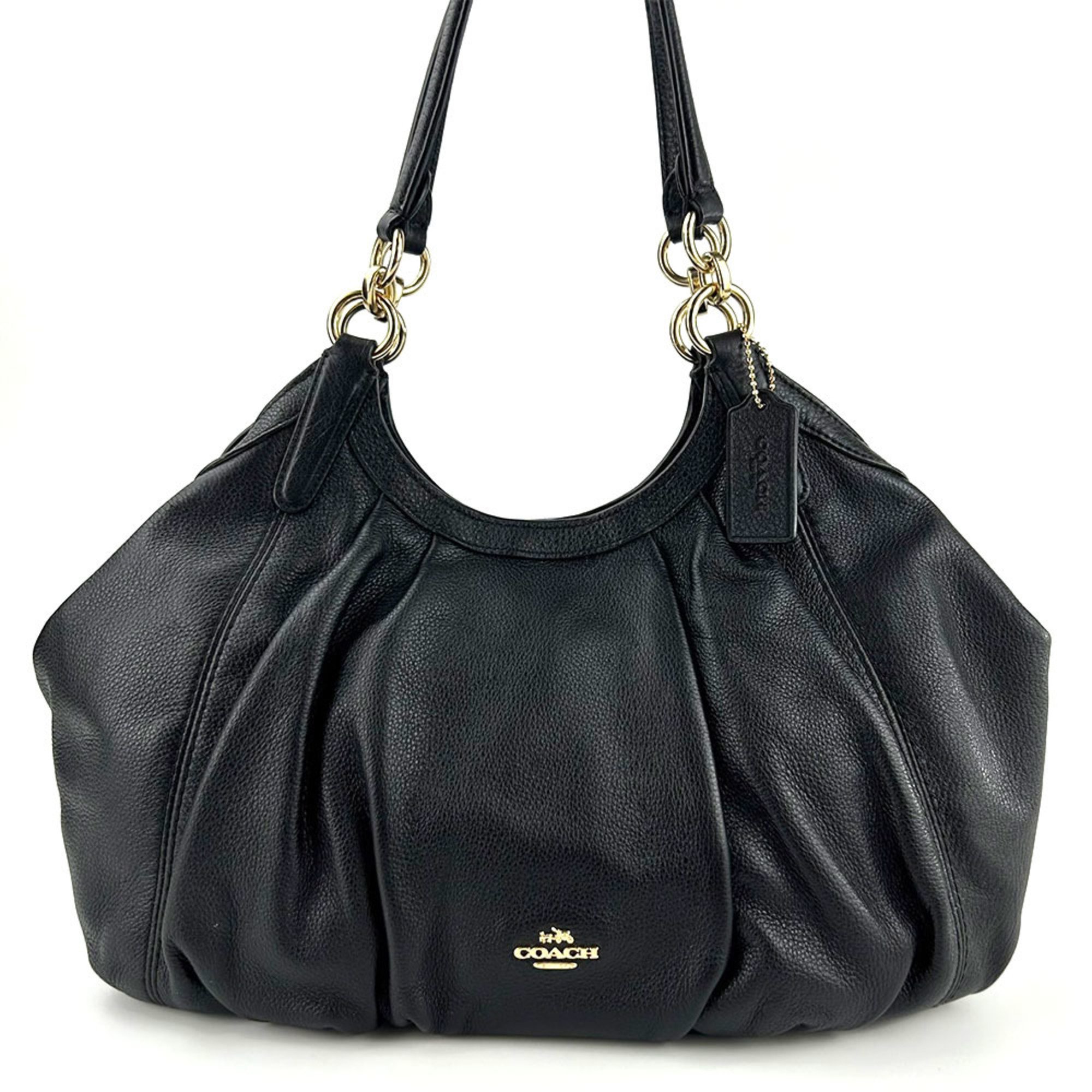 Coach Tote Bag F12155 Leather Black Chic Women's COACH