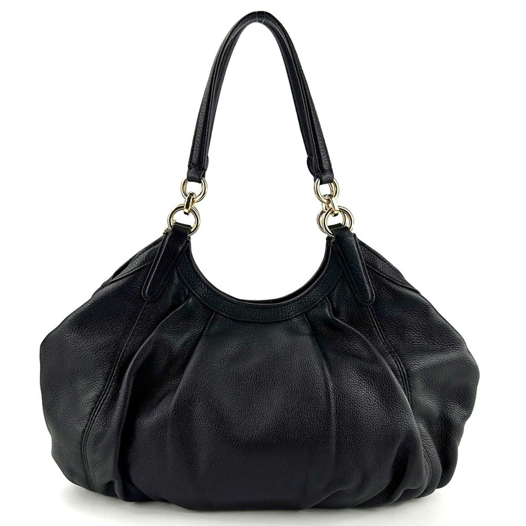 Coach Tote Bag F12155 Leather Black Chic Women's COACH