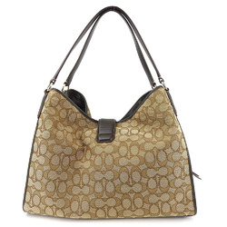 Coach Tote Bag F56221 Signature Canvas Leather Brown Beige Women's COACH