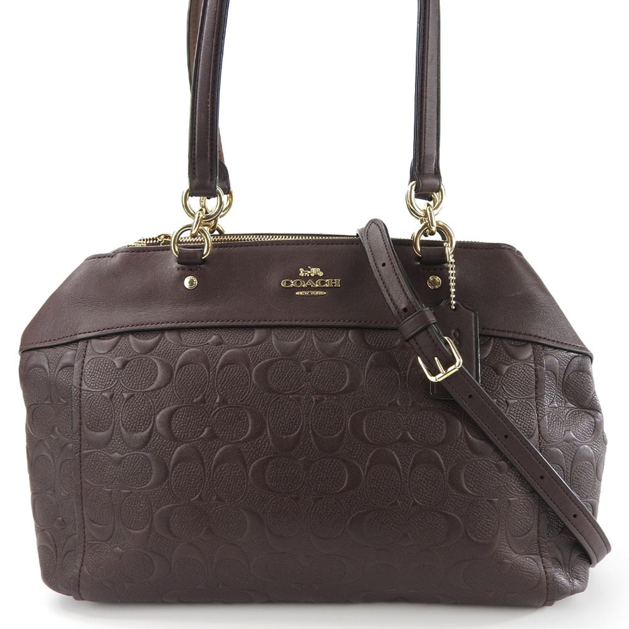 Coach handbag F25952 signature leather purple brown shoulder embossed ladies COACH