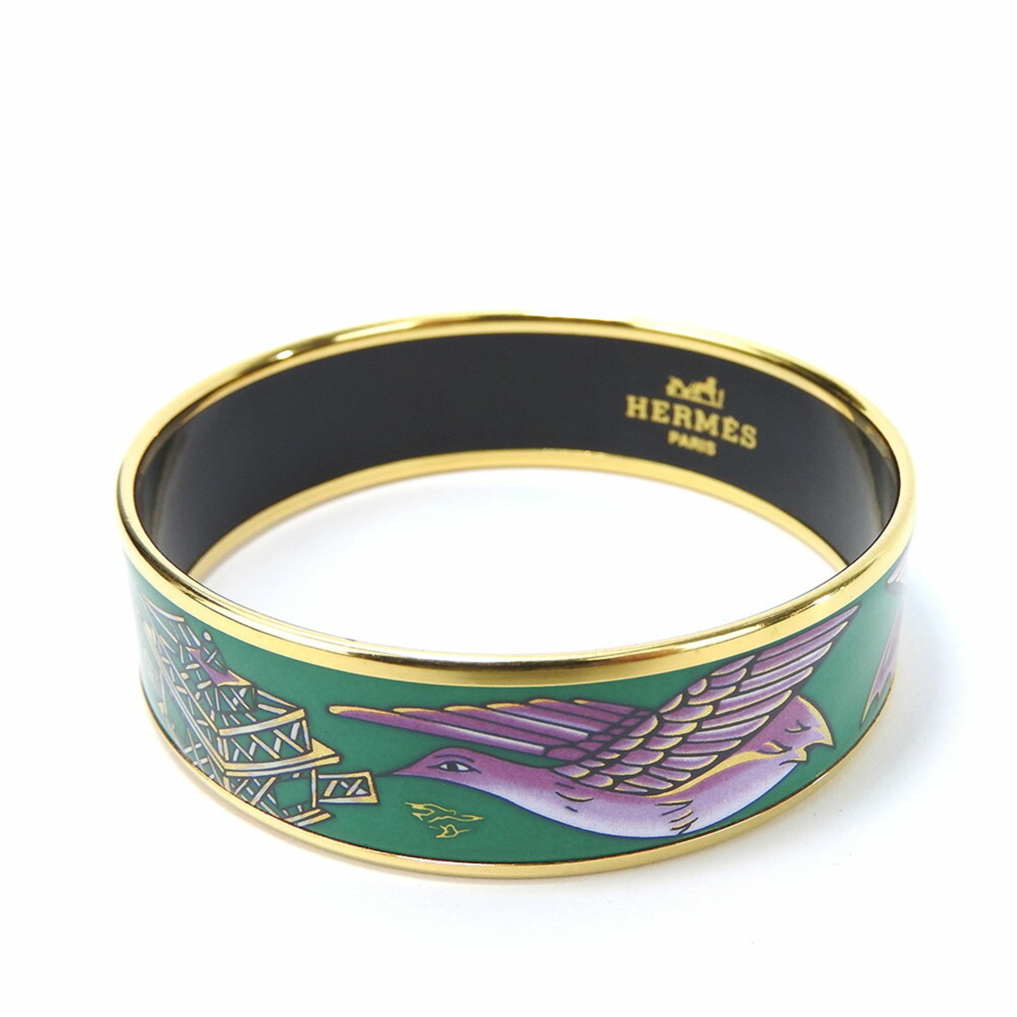 Hermes bracelet enamel GM metal green purple plating ladies HERMES