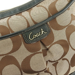 Coach Shoulder Bag F19727 Signature Canvas Leather Beige Green Women's COACH