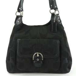 Coach Tote Bag F24742 Signature Canvas Leather Black Women's COACH