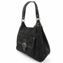 Coach Tote Bag F24742 Signature Canvas Leather Black Women's COACH