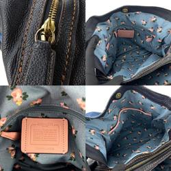 Coach Tote Bag 28916 Denim Leather Blue Navy Pink Shoulder Flower Women's COACH