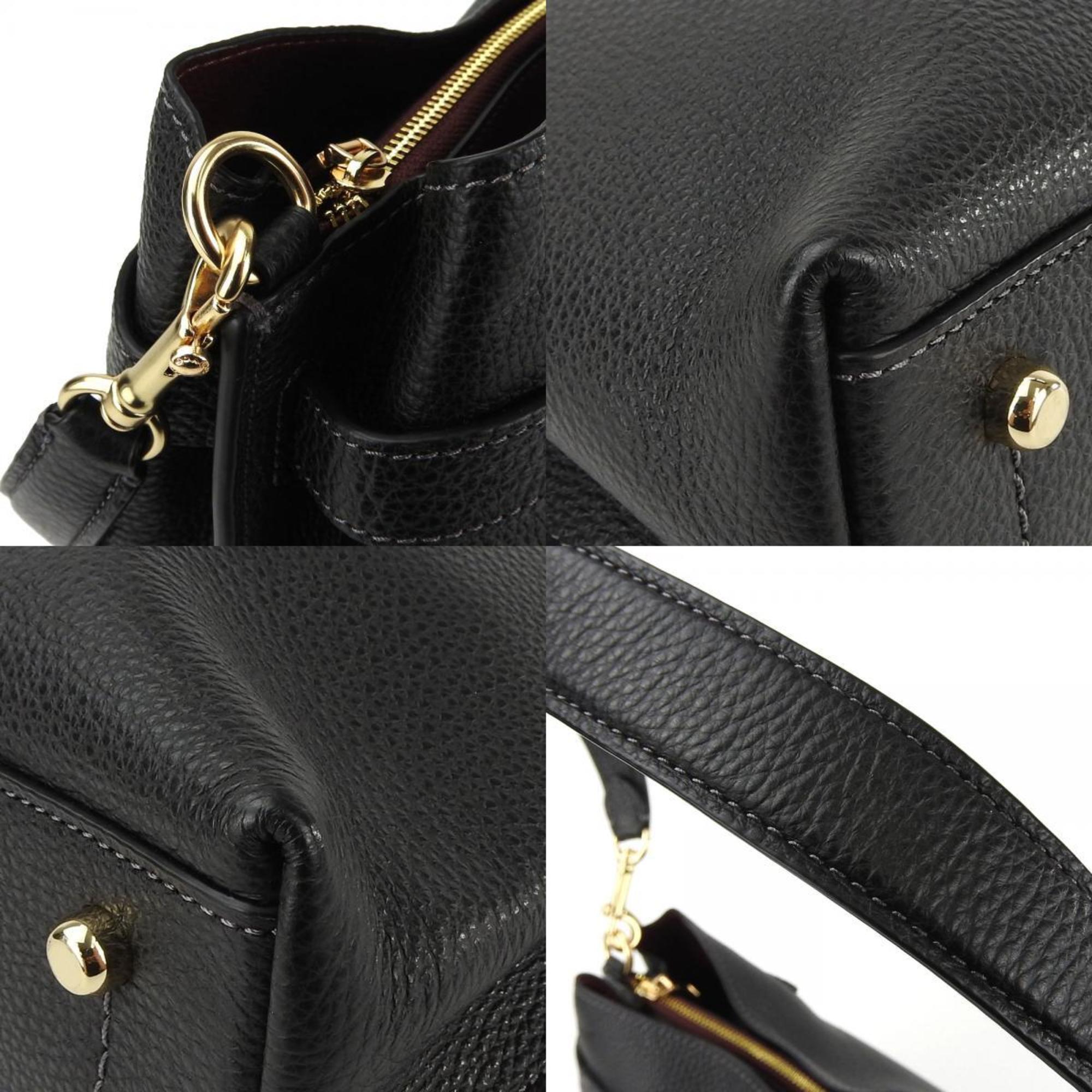 Coach Shoulder Bag CH194 Hanna Leather Black Women's COACH