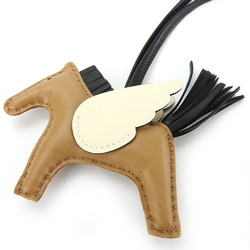 Hermes Bag Charm Rodeo Pegasus Leather Beige Black White Women's HERMES