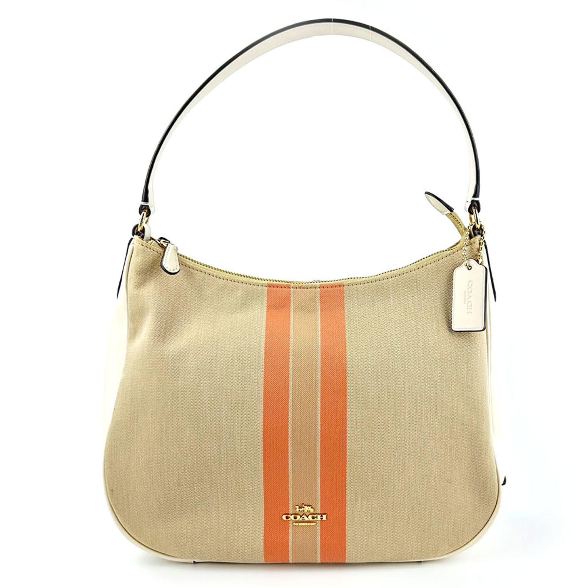 Coach Shoulder Bag F73159 Canvas Leather Beige Women's COACH