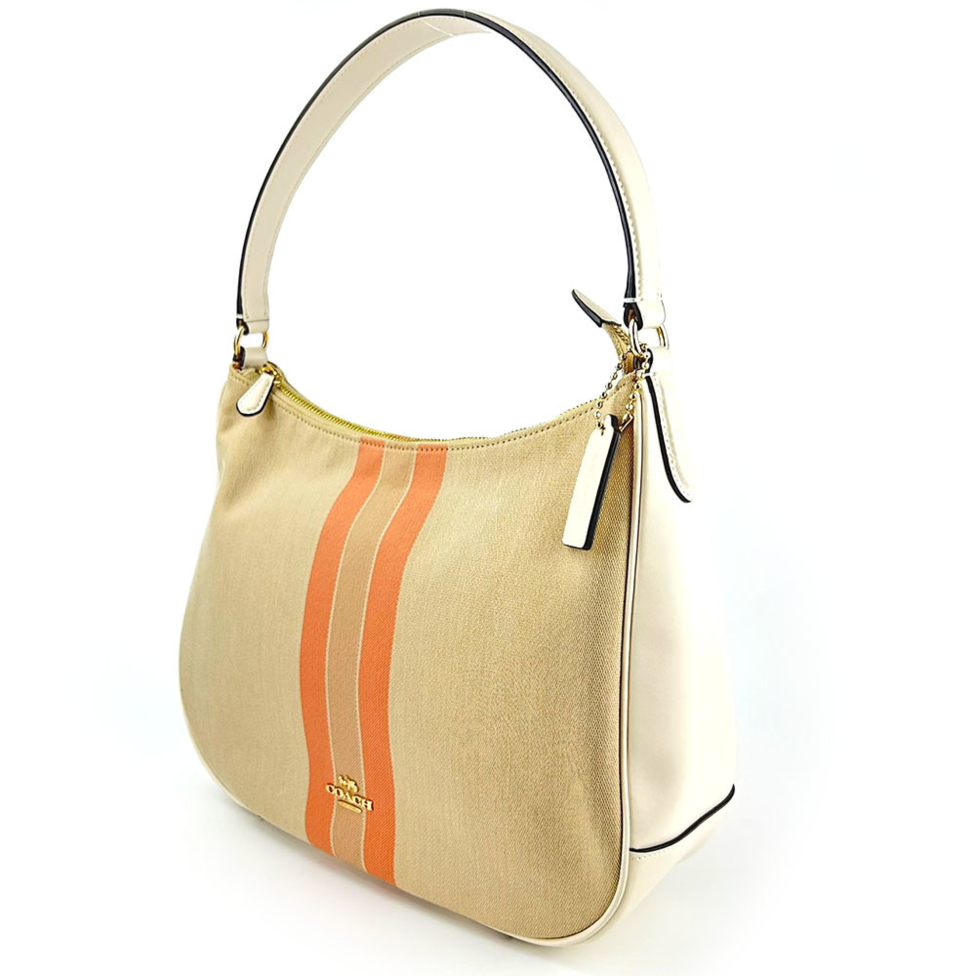 Coach Shoulder Bag F73159 Canvas Leather Beige Women's COACH