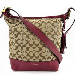 Coach Shoulder Bag F25380 Signature Canvas Leather Bordeaux Beige Women's COACH