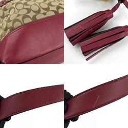 Coach Shoulder Bag F25380 Signature Canvas Leather Bordeaux Beige Women's COACH