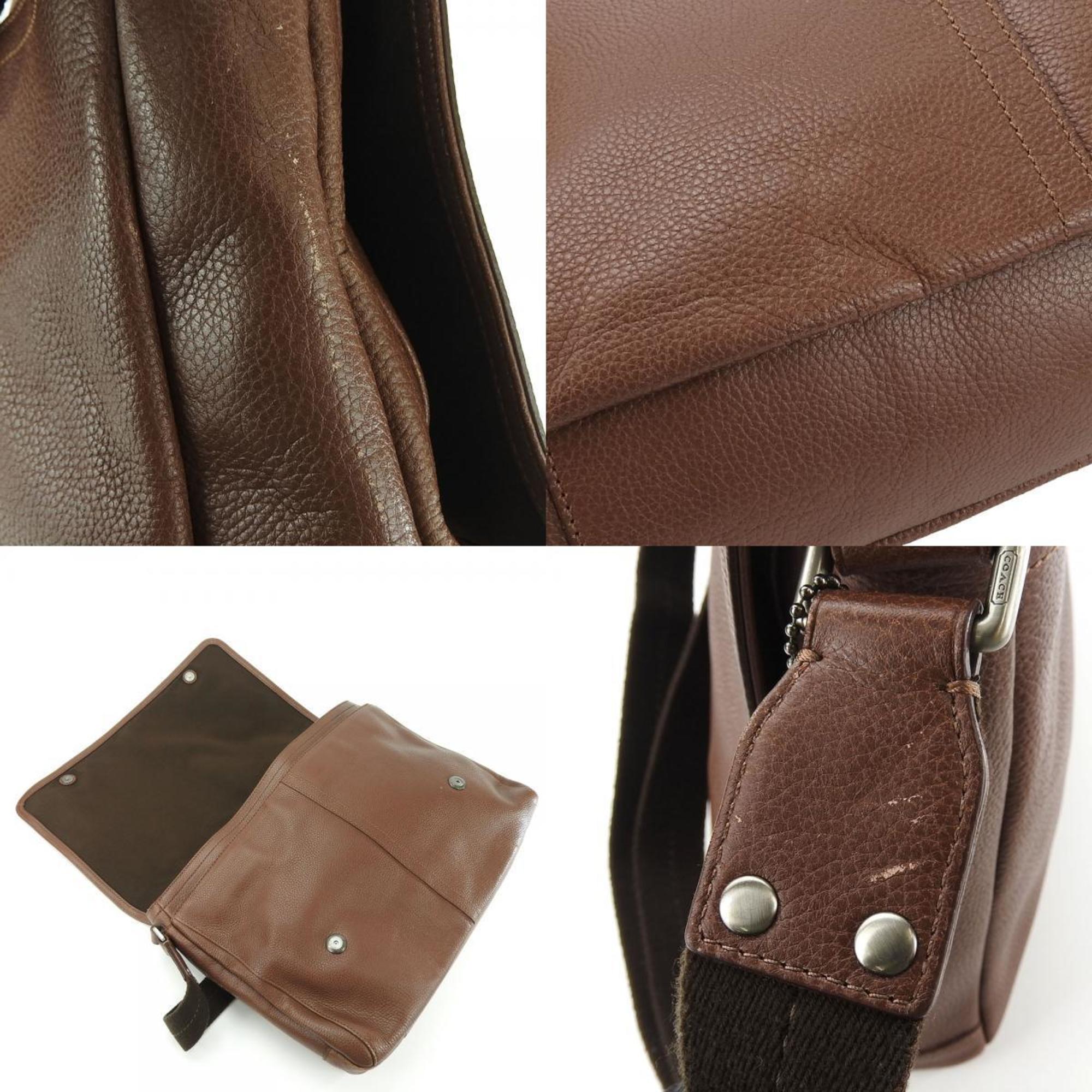 Coach Shoulder Bag F70423 Leather Brown Men's COACH