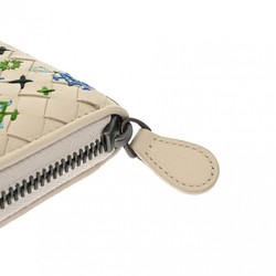 BOTTEGAVENETA Bottega Veneta Intrecciato Round Wallet Embroidered Ivory Men's Lambskin Long